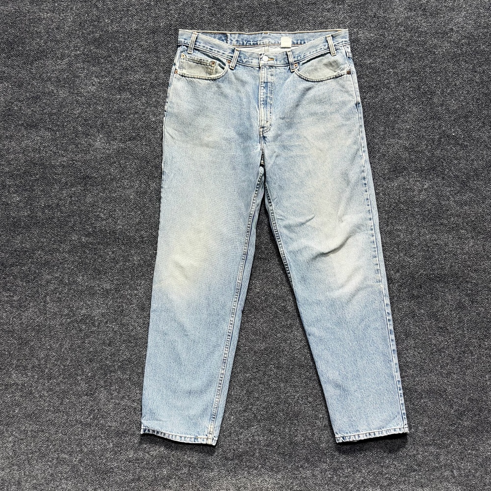 Levis 550 Jeans Mens 37x31.5 Light Wash Blue Relaxed Fit Tapered Leg Denim Zip